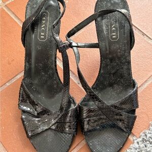 Coach Black Strappy Sandals with Medium Heel